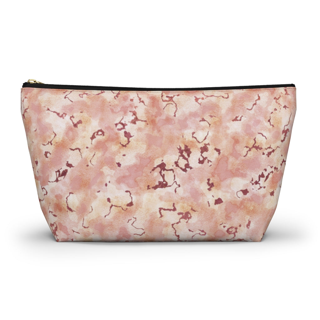 Carrara Marble Accessory Pouch w T-bottom in Pink