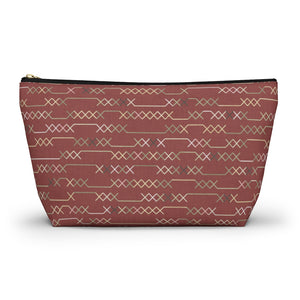 Santa Fe Stitch Accessory Pouch w T-bottom in Red