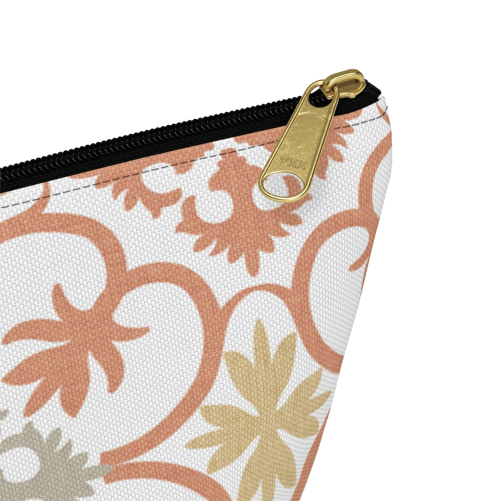 Portugal Tile Accessory Pouch w T-bottom in Orange