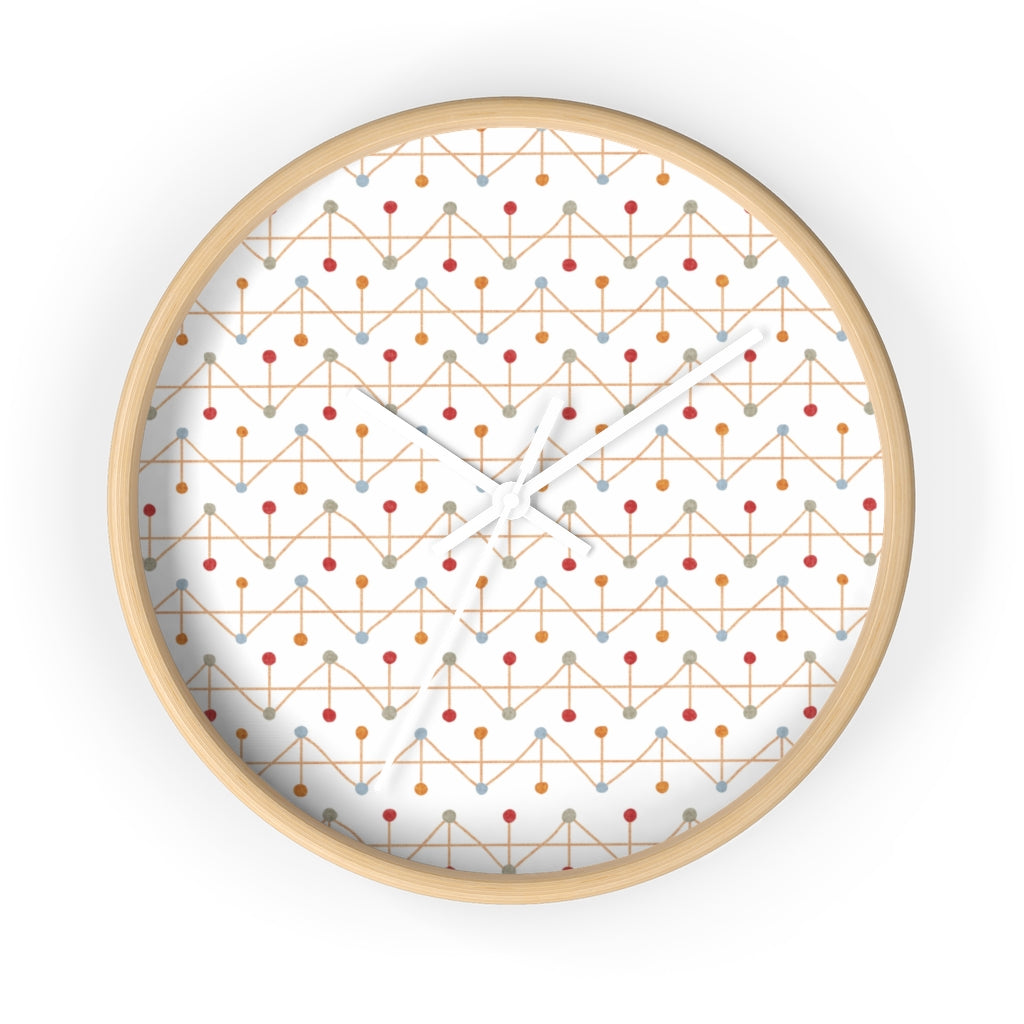 Polka Dot Chevron Wall Clock in Red