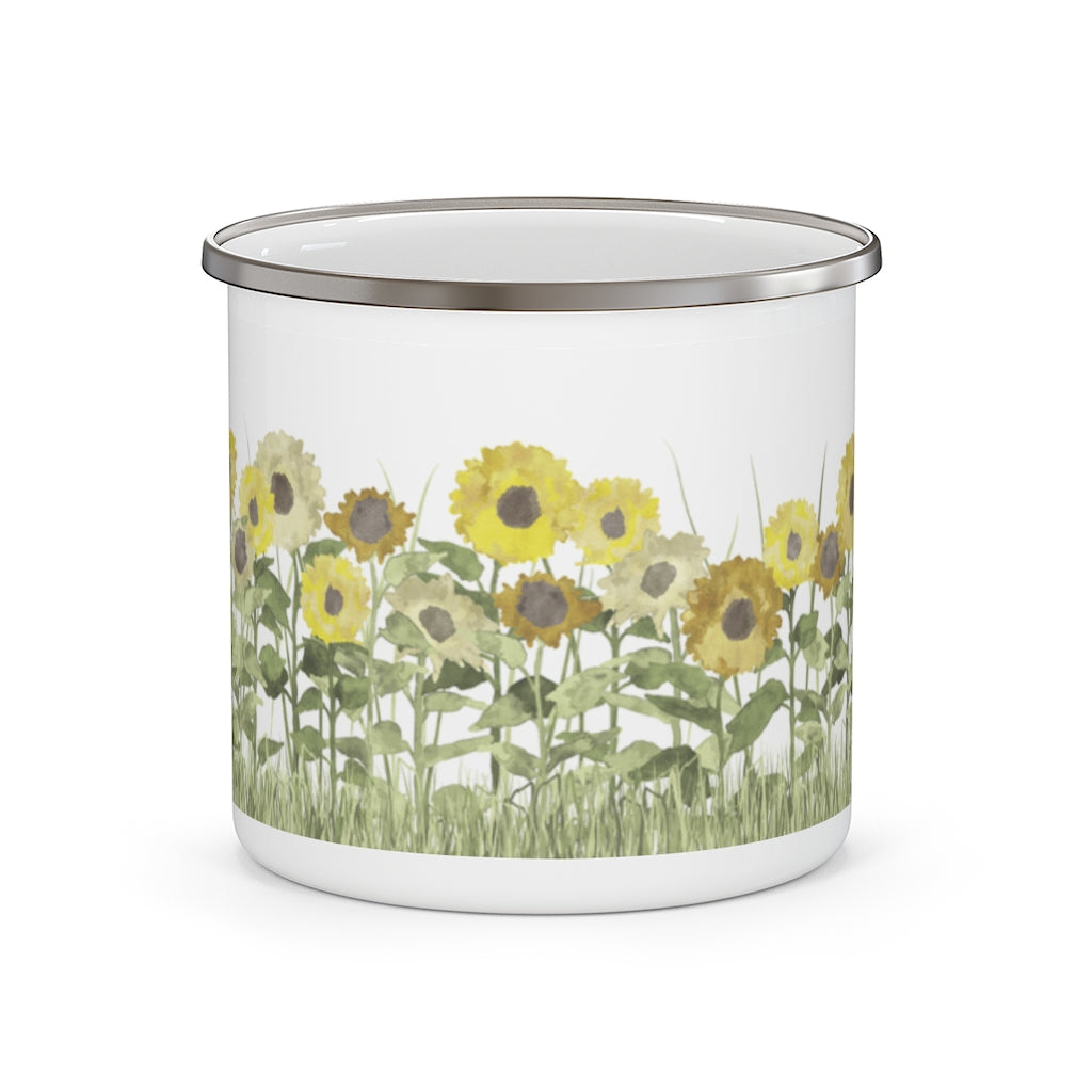 Sunflower Field Enamel Mug in Yellow