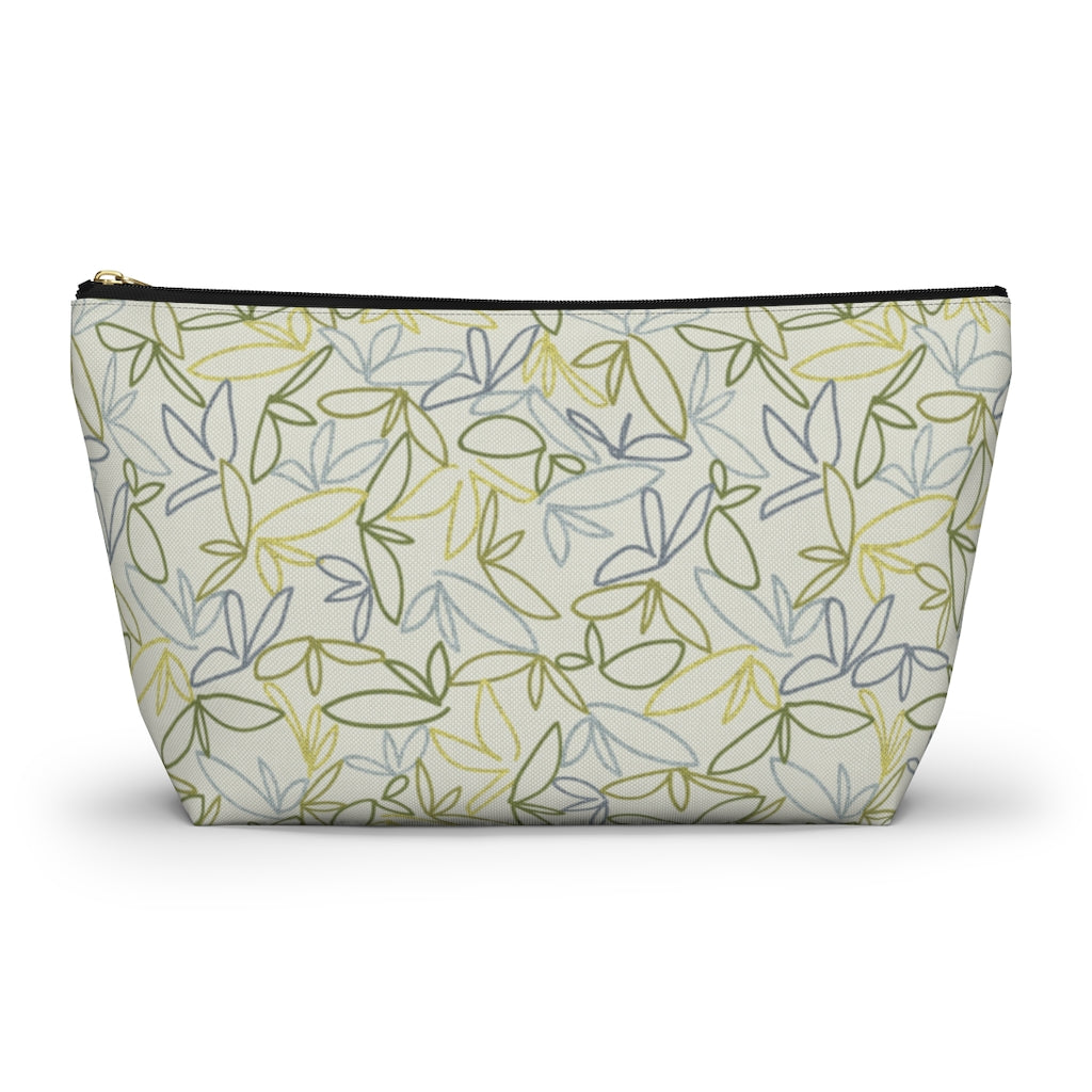 Sketch Leaf Accessory Pouch w T-bottom in Green