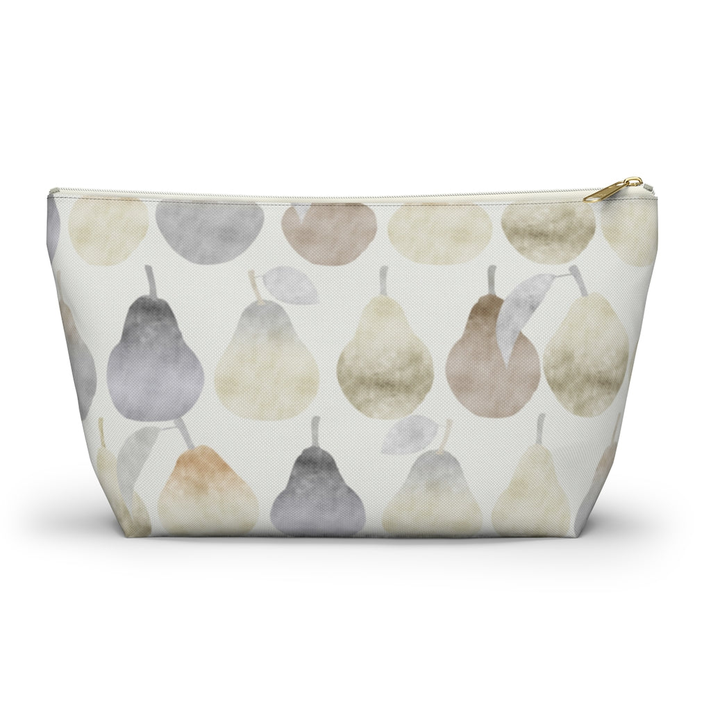 Watercolor Pears Accessory Pouch w T-bottom in Cream
