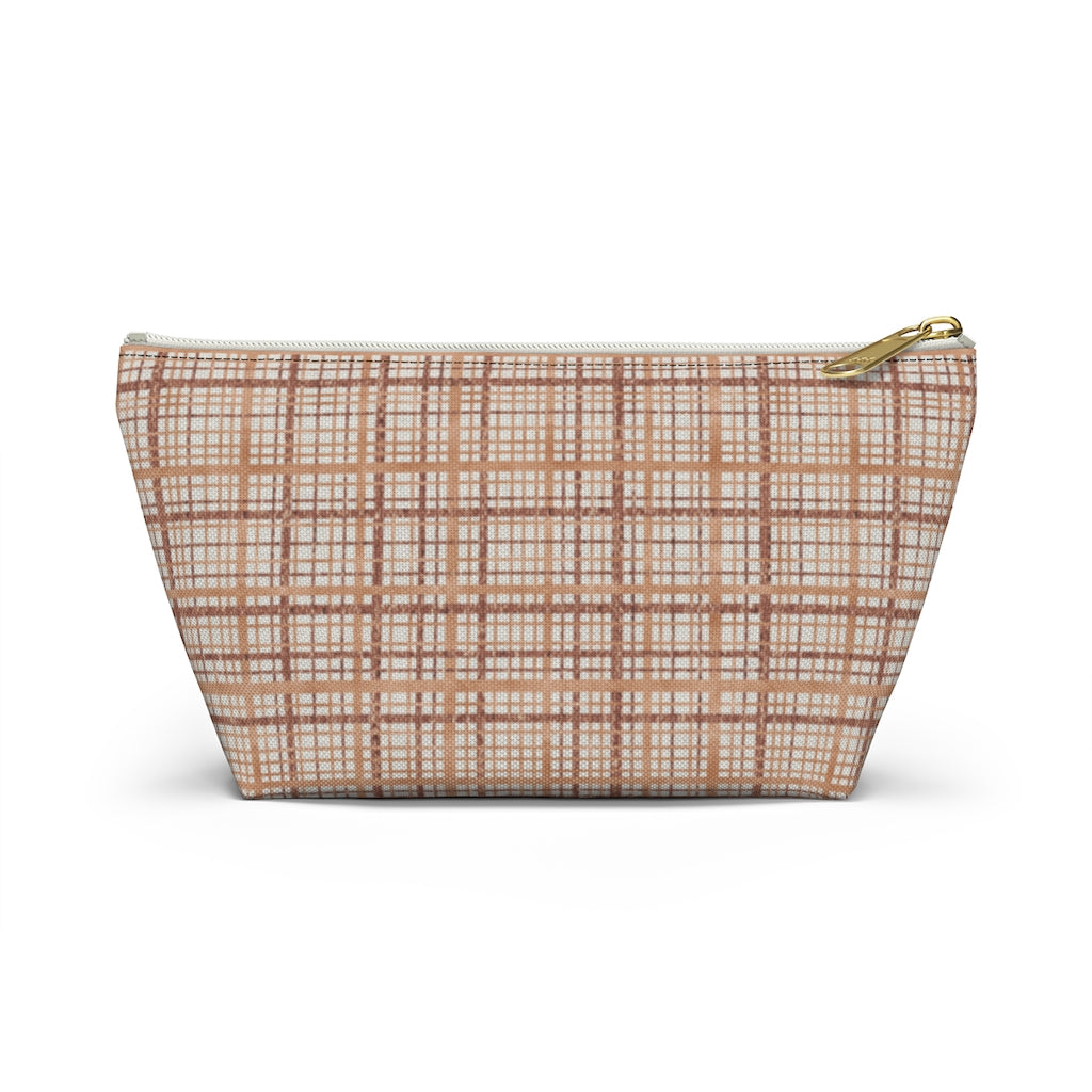 Rogers Tartan Accessory Pouch w T-bottom in Coral
