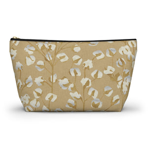 Cotton Branch Accessory Pouch w T-bottom in Gold