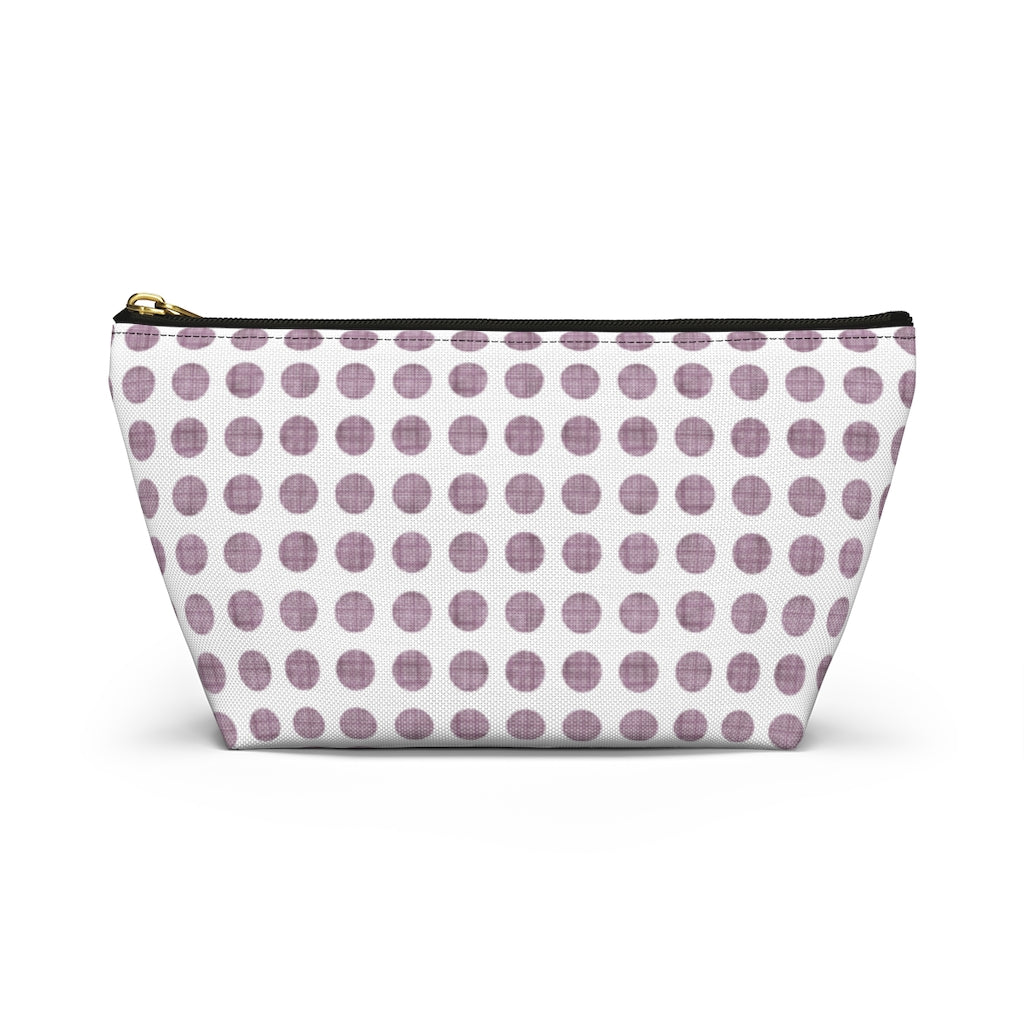 Textured Polka Dots Accessory Pouch w T-bottom in Purple