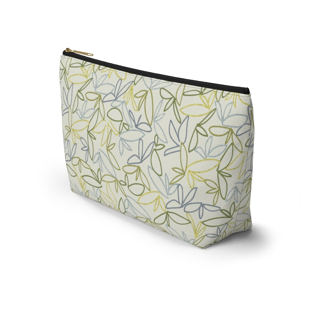 Sketch Leaf Accessory Pouch w T-bottom in Green