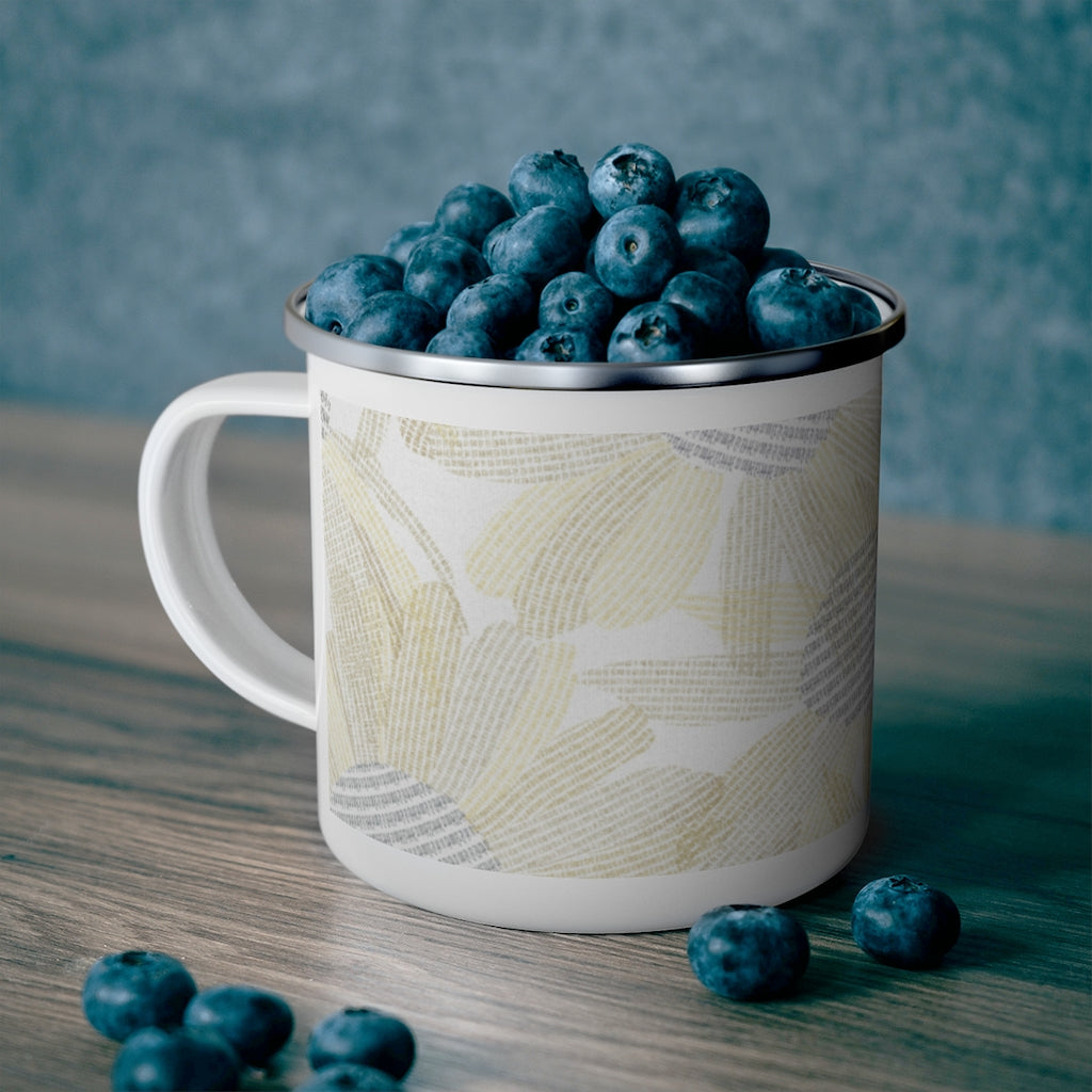 Daisy Chain Code Enamel Mug in Yellow