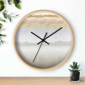 Watercolor Mountains Wall Clock in Brown