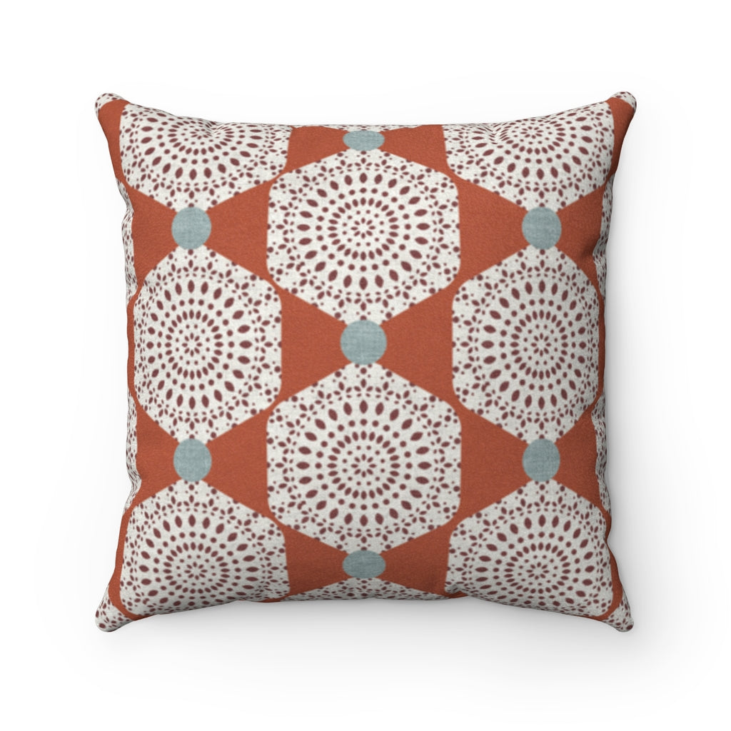Lace Hexagon Square Throw Pillow in Orange