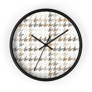 Plaid Houndstooth Wall Clock in Brown