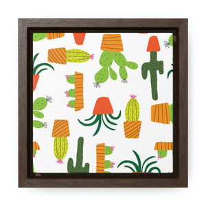 Cactus Framed Gallery Wrap Canvas in Green