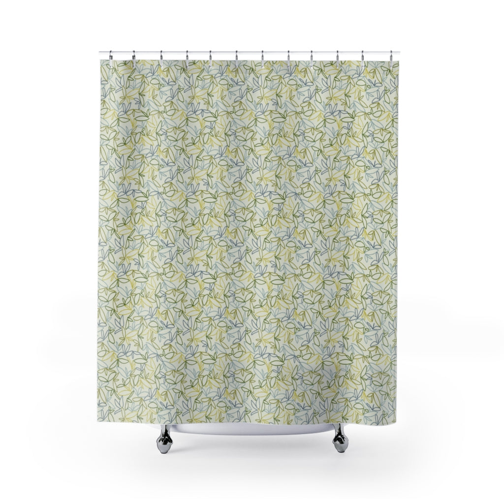 Sketch Leaf Shower Curtain in Green