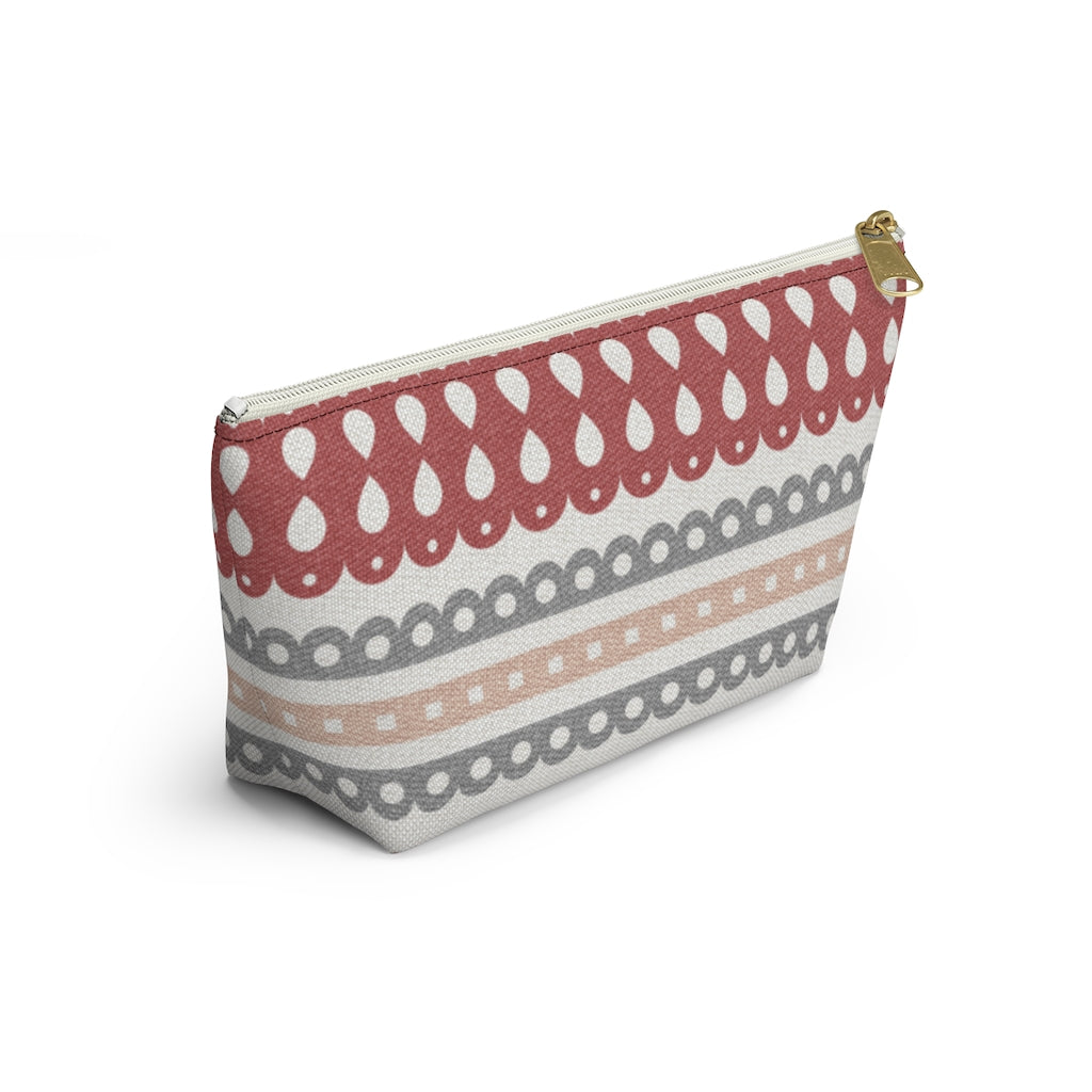 Ribbon Candy Accessory Pouch w T-bottom in Red