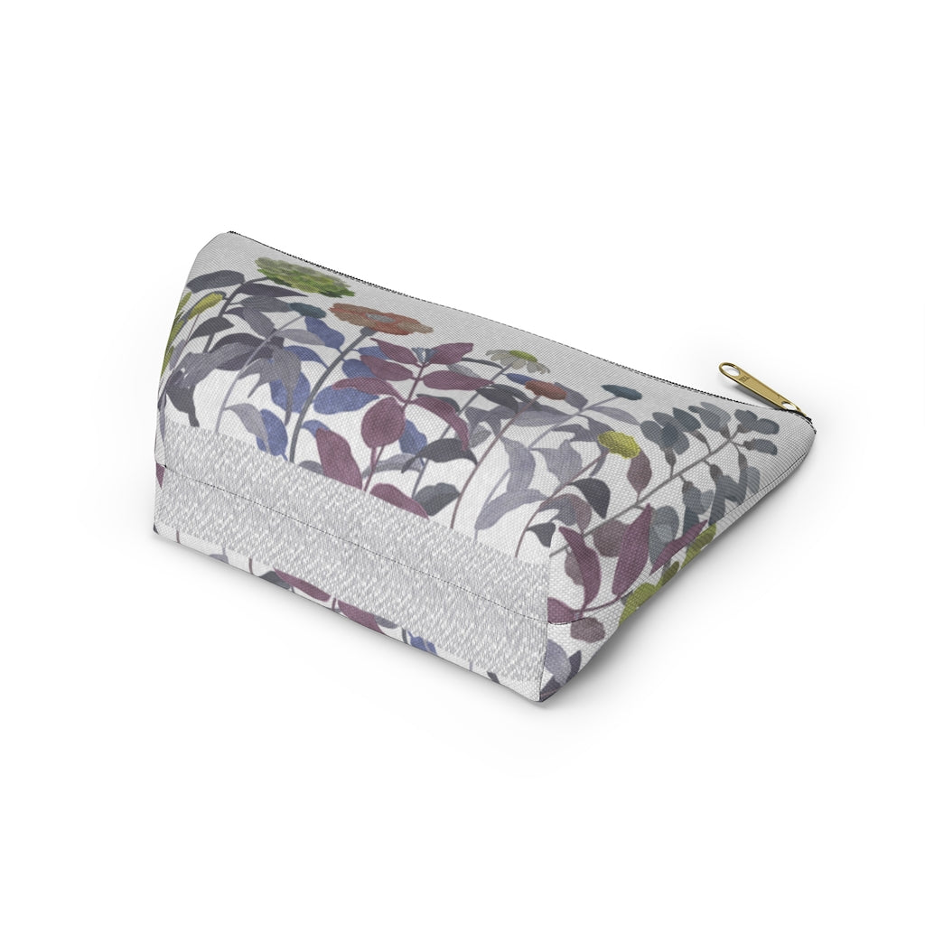 Illustrated Flowers Accessory Pouch w T-bottom in Purple