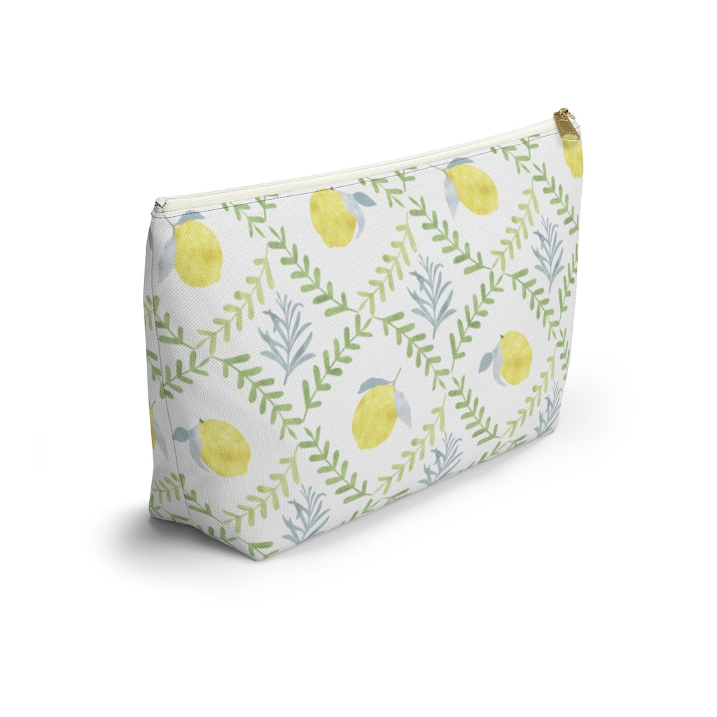 Lemon Tile Accessory Pouch w T-bottom in Green