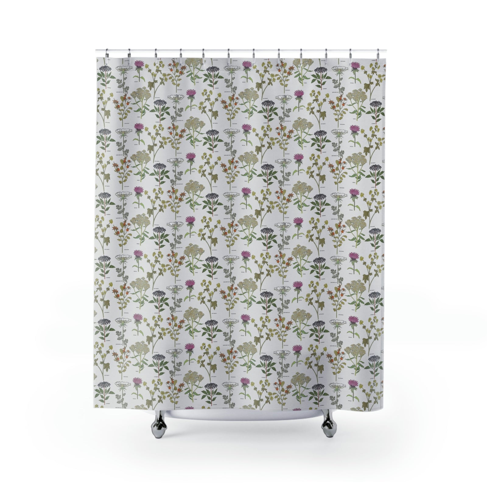 Healing Herbs Shower Curtain in White