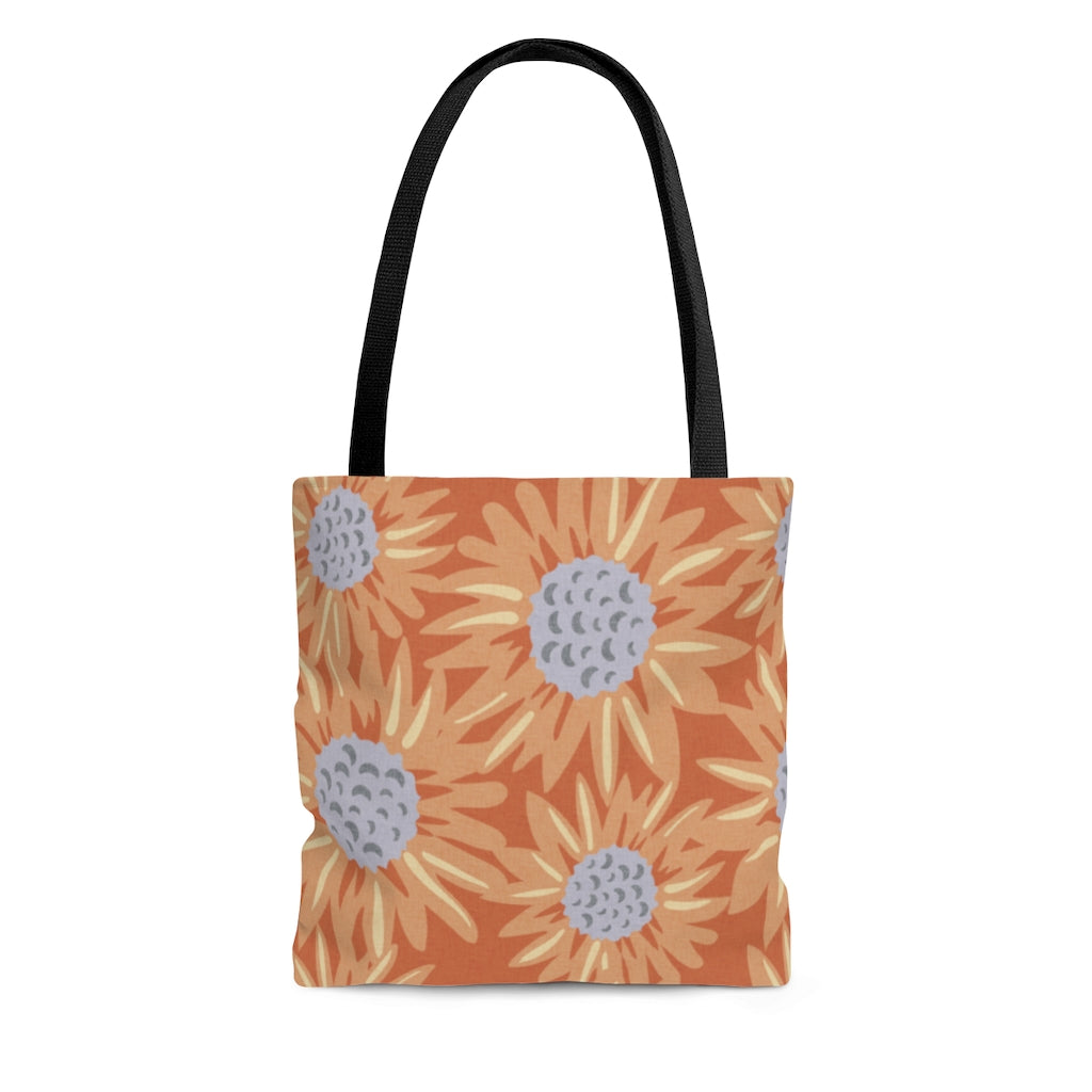 Floral Sunflower Tote Bag in Orange