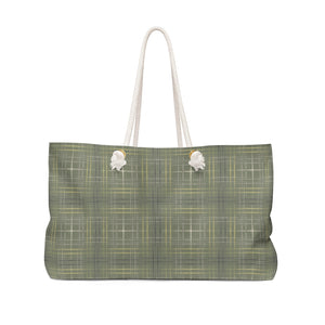 Painterly Plaid Weekender Bag in Green
