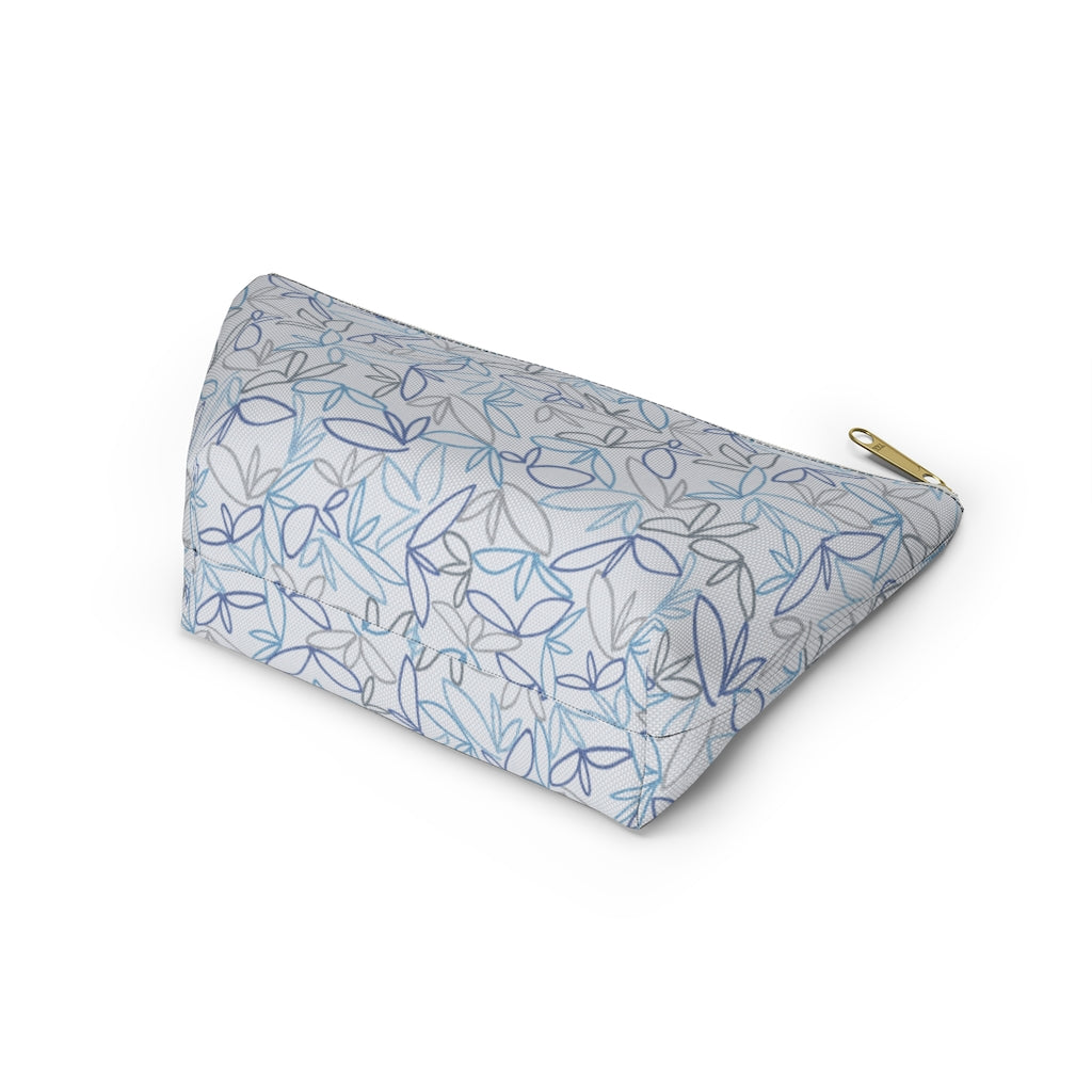 Sketch Leaf Accessory Pouch w T-bottom in Blue