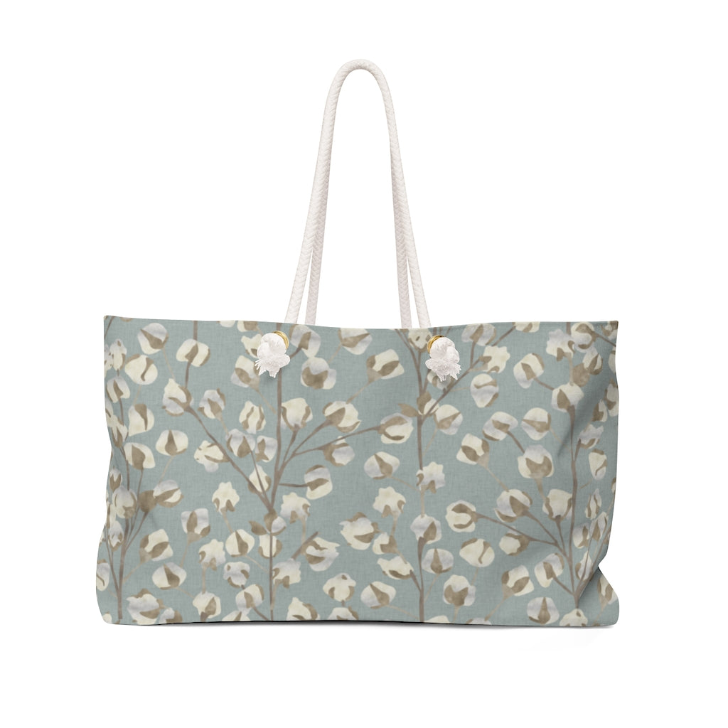 Cotton Branch Weekender Bag in Aqua