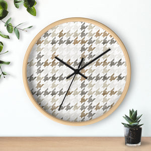 Plaid Houndstooth Wall Clock in Brown