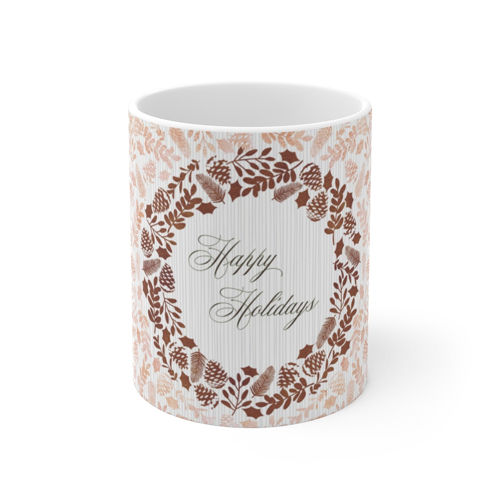 Holiday Wreath Mug in Pink