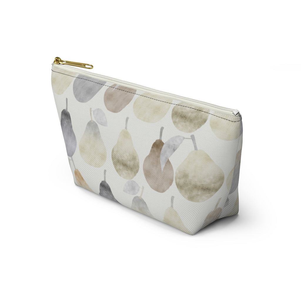 Watercolor Pears Accessory Pouch w T-bottom in Cream