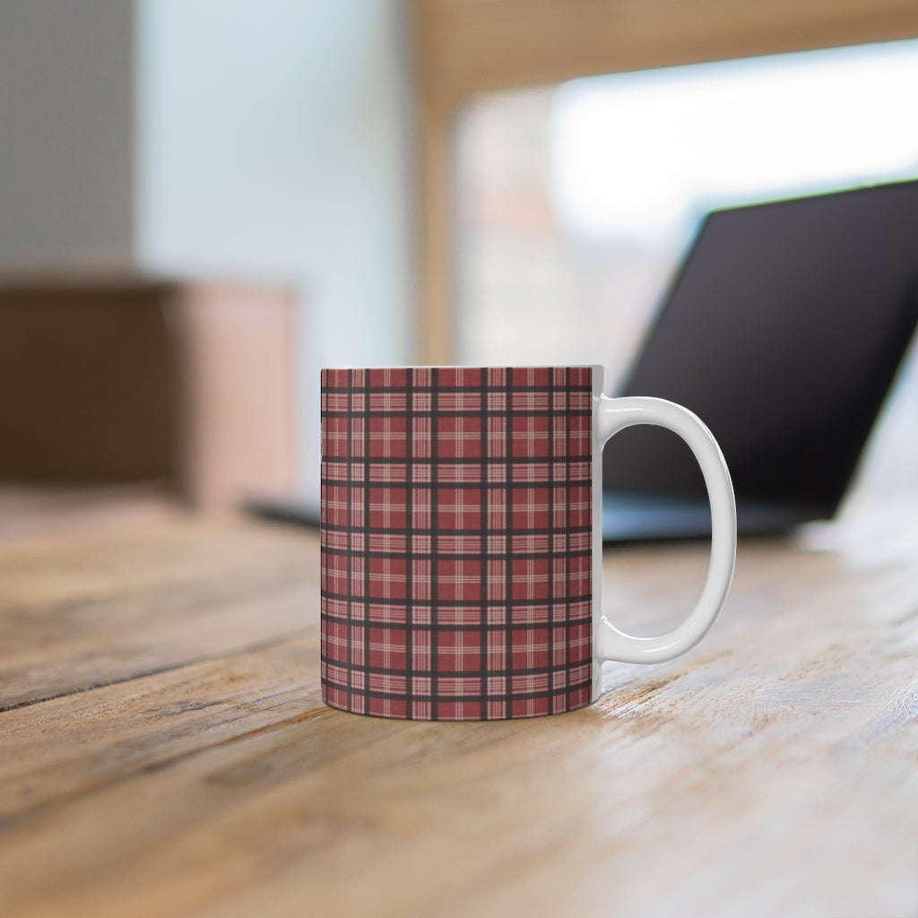 Plaid Deer Mug in Red