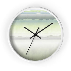 Watercolor Mountains Wall Clock in Green