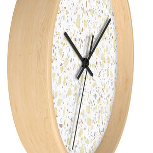 Glass Terrazzo Wall Clock in Pale Yellow