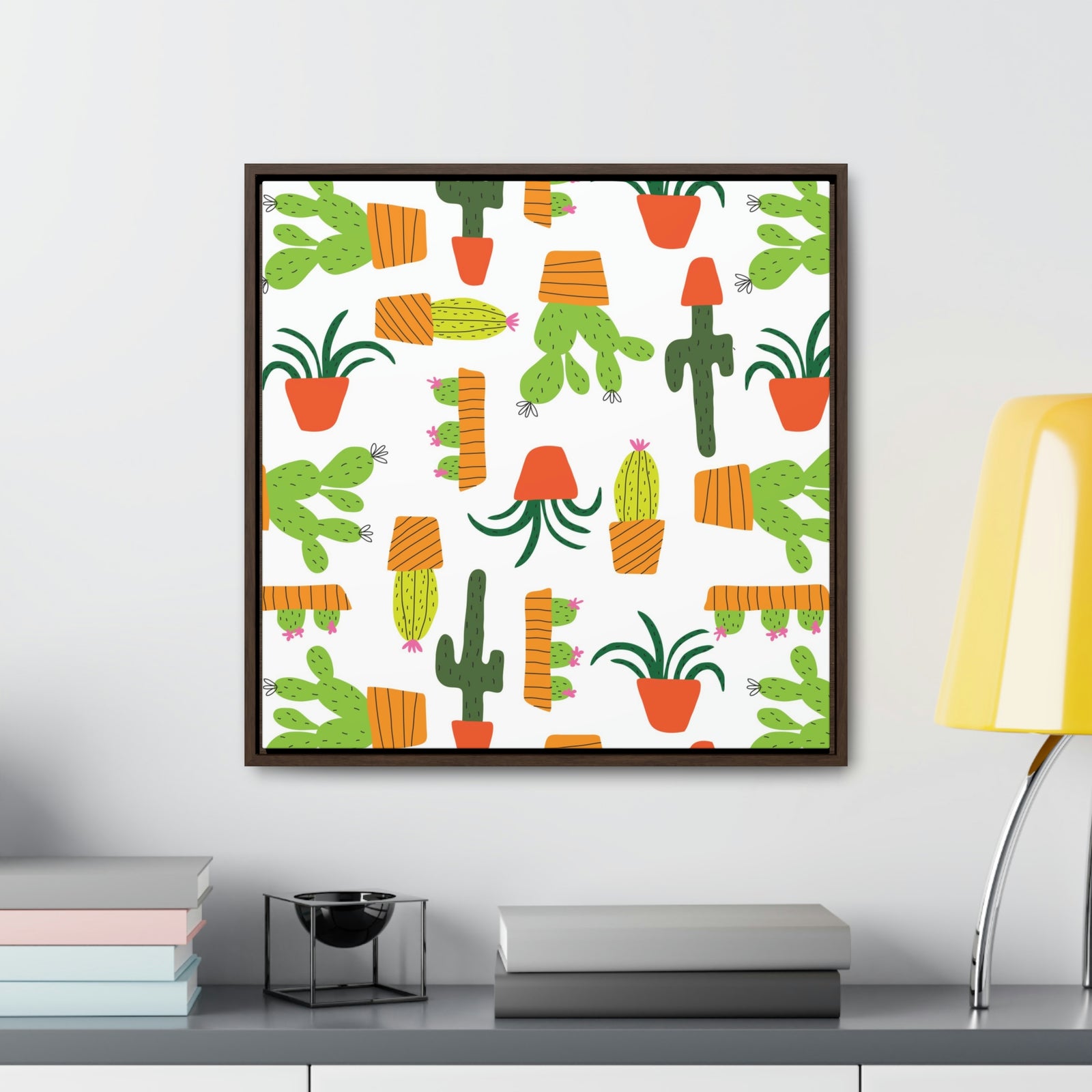 Cactus Framed Gallery Wrap Canvas in Green