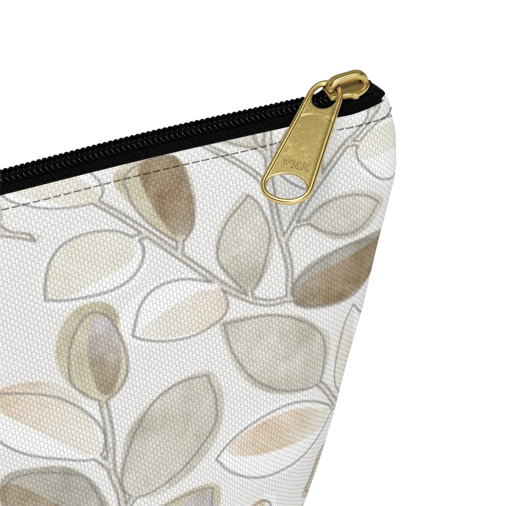 Cherry Plum Leaves Accessory Pouch w T-bottom in Brown