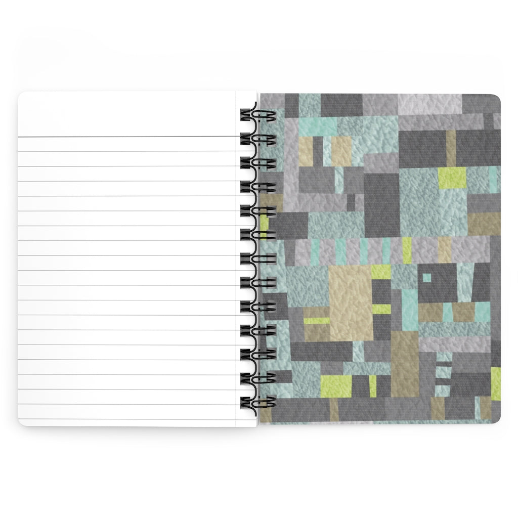 Block Quilt Spiral Bound Journal in Aqua