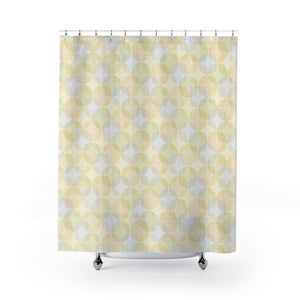 Stitch Circle Overlay Shower Curtain in Yellow