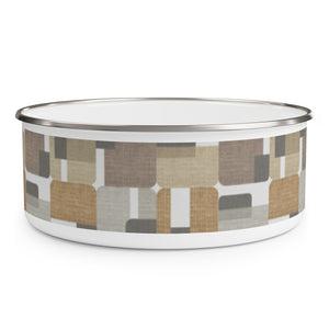 Woven Rectangle Triangle Enamel Bowl in Taupe