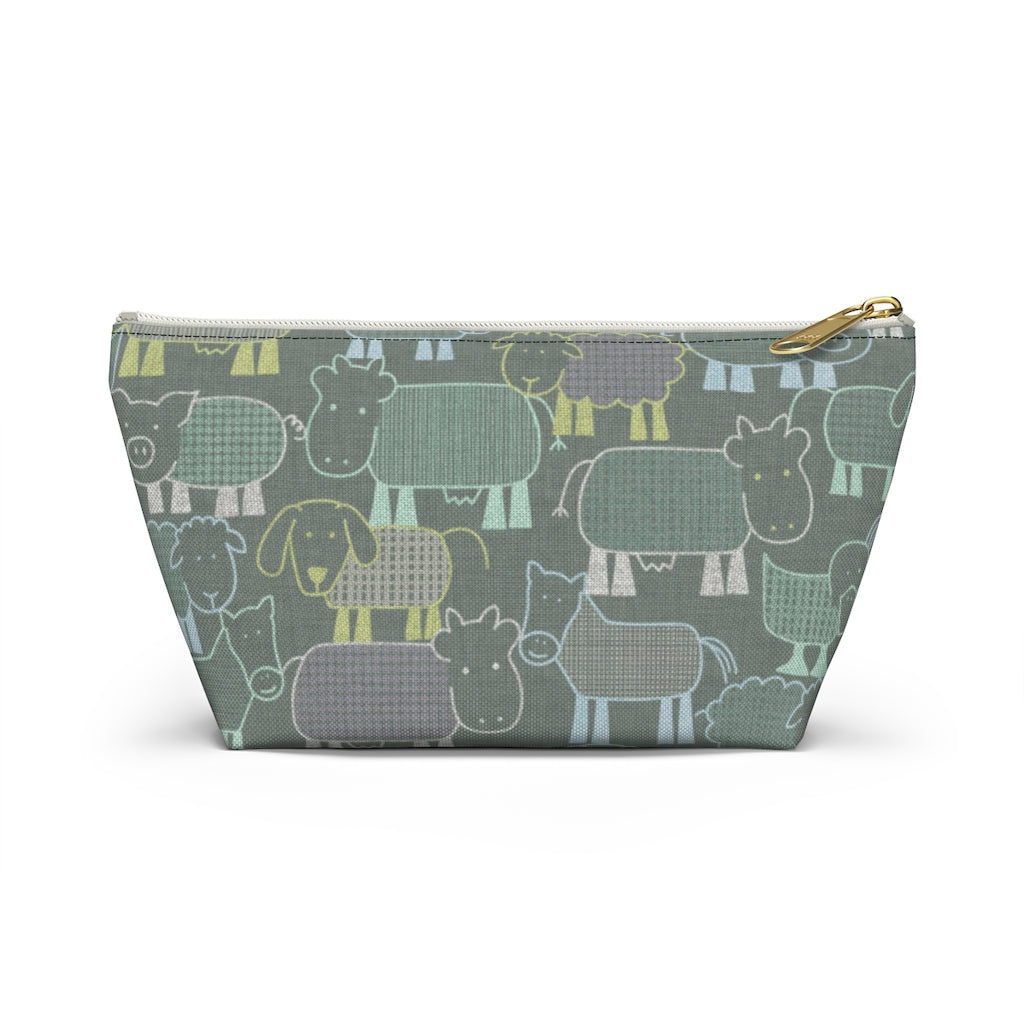 Animal Farm Accessory Pouch w T-bottom in Aqua