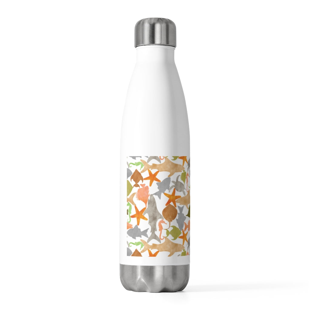 Watercolor Sea Life 20oz Insulated Bottle in Orange