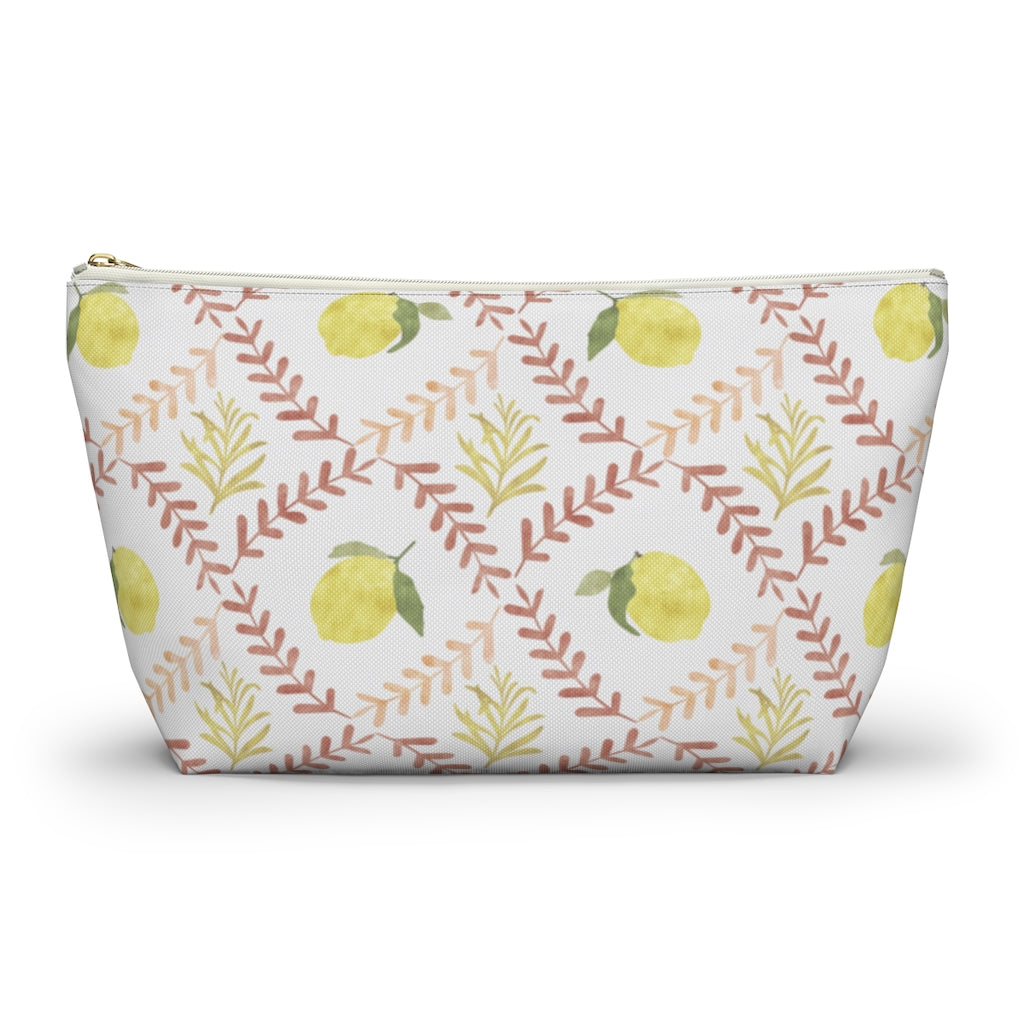 Lemon Tile Accessory Pouch w T-bottom in Pink