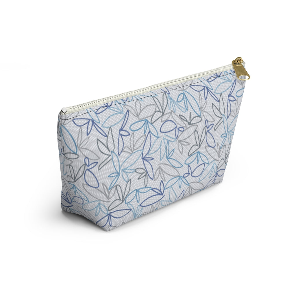 Sketch Leaf Accessory Pouch w T-bottom in Blue