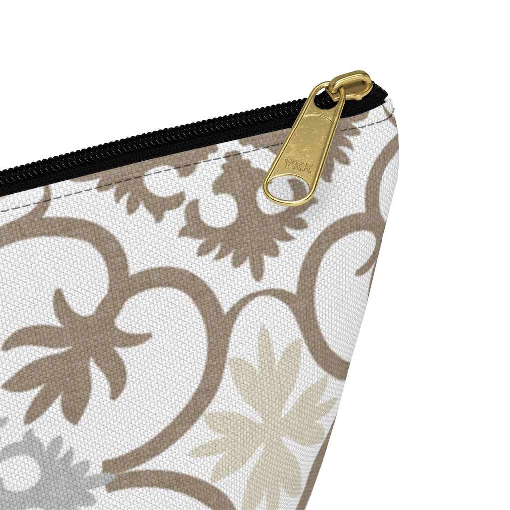 Portugal Tile Accessory Pouch w T-bottom in Brown