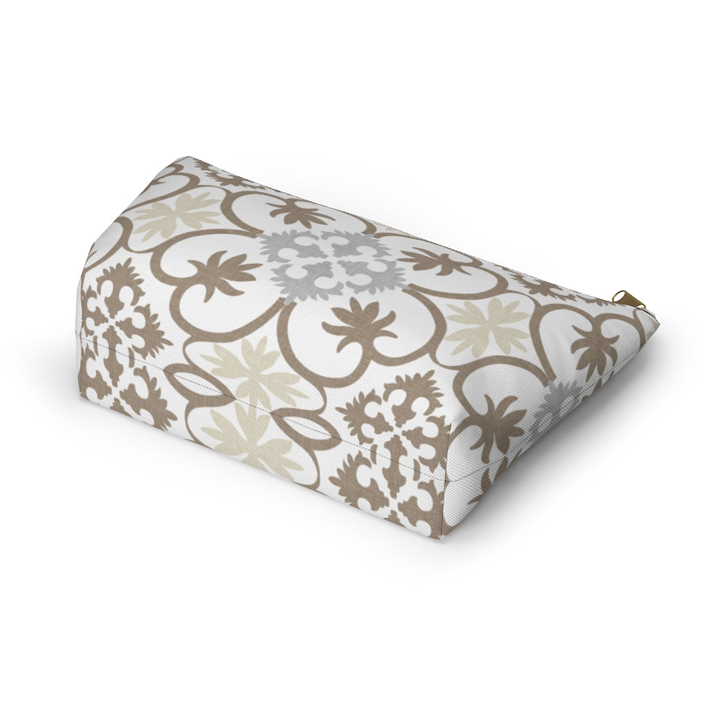 Portugal Tile Accessory Pouch w T-bottom in Brown