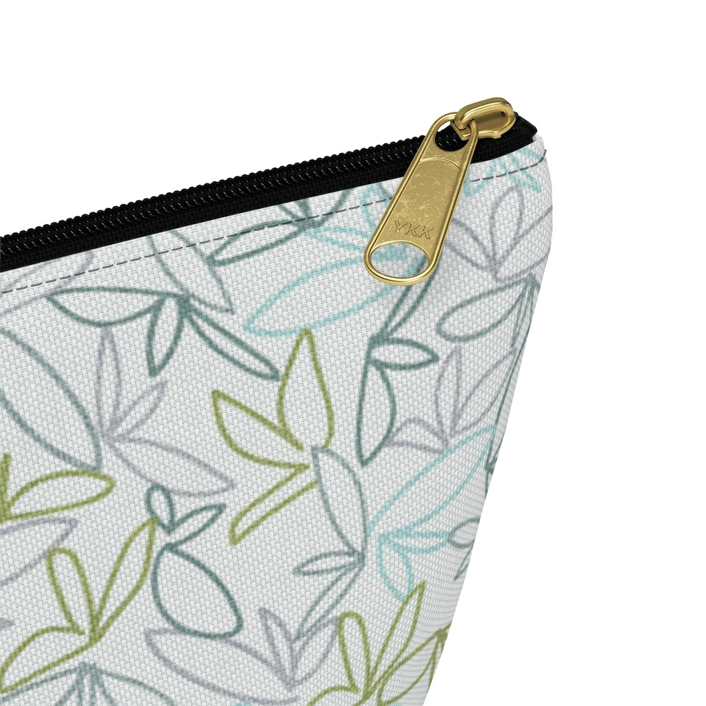 Sketch Leaf Accessory Pouch w T-bottom in Teal