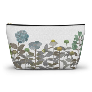 Illustrated Flowers Accessory Pouch w T-bottom in Brown