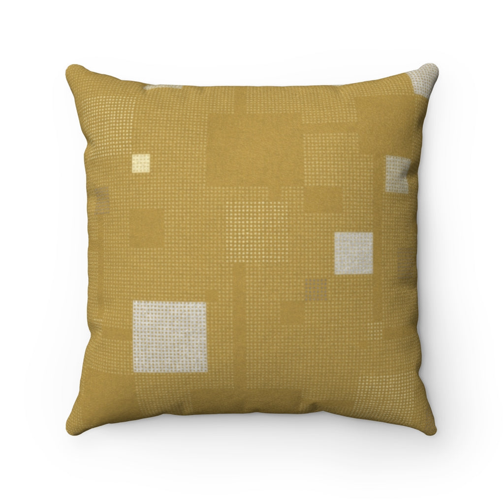 Block Party Square Throw Pillow in Gold