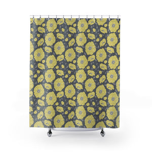 Floral Poppies Shower Curtain in Yellow