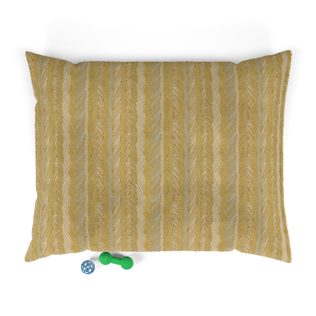 Cross Hatch Stripe Pet Bed in Gold