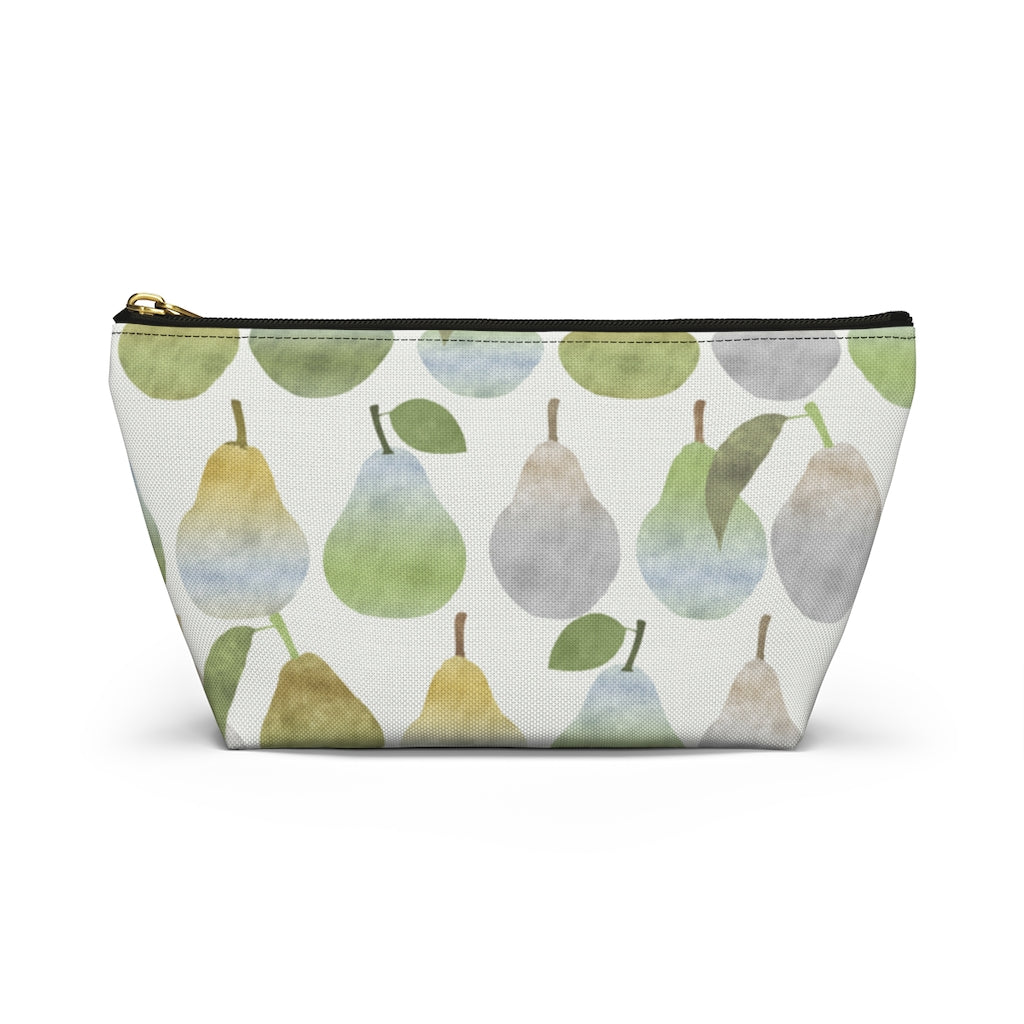 Watercolor Pears Accessory Pouch w T-bottom in Green