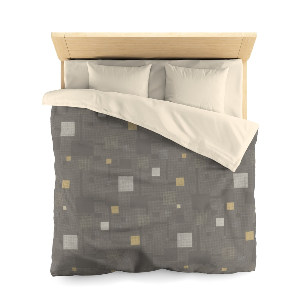 Block Party Microfiber Duvet Cover in Brown