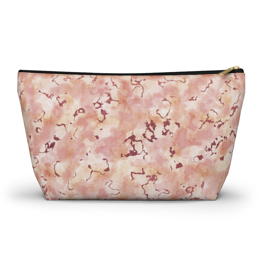 Carrara Marble Accessory Pouch w T-bottom in Pink